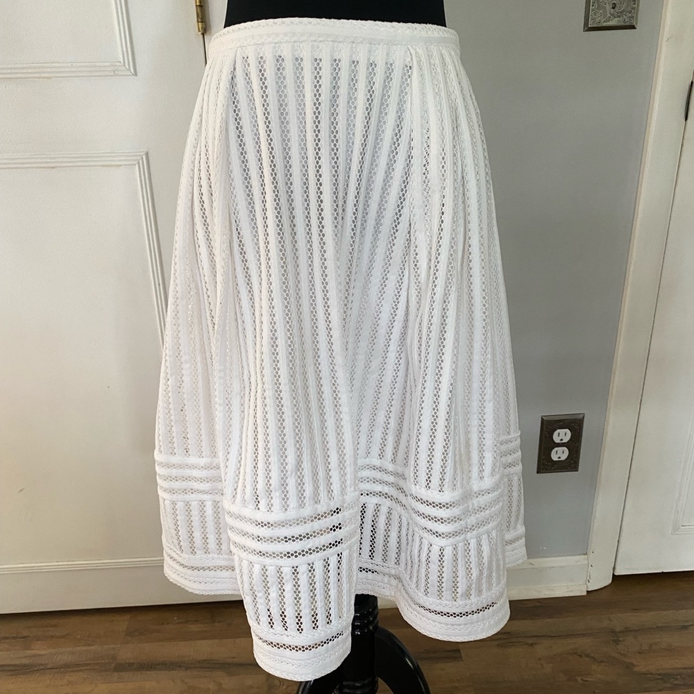 White midi flare skirt
